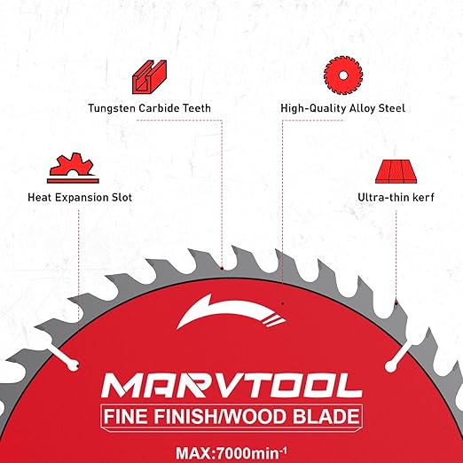 10-Inch 40-Tooth Circular Saw Blade, Max 7000 RPM, Fine Finish Wood Crosscutting, Tungsten Carbide Tooth with 5/8 Inch Arbor for Miter Saws & Table Saws