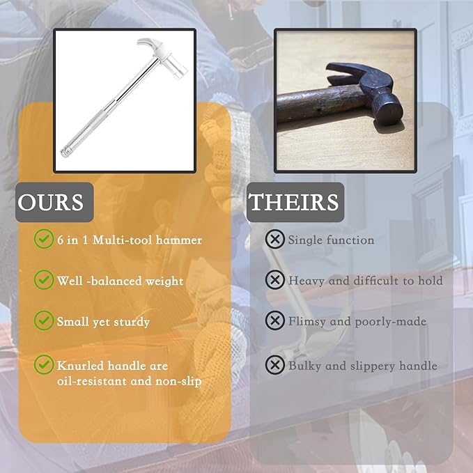 Claw Hammers GooMood 6 in 1 Metal Hammer 【a reliable set of tools for basic home maintenance】Multifunctional Camping Hammer Set Screwdriver with Screwdriver Hammers Hand Tools