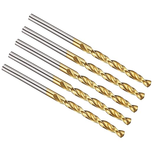 PATIKIL 3.2mm Drill Bit, M42 8% Cobalt High-Speed Steel Jobber Straight Shank 135° Titanium Nitride (TiN) Coated for Hard Metal Stainless Steel - 5 Pack