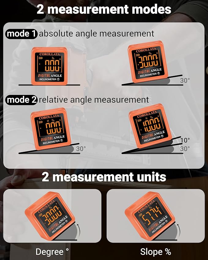 Mini Digital Angle Finder Gauge - Magnetic Torpedo Level Tool with LCD Display Precision Protractor for Table Saw, Miter竊똏ipes, Inclinometer Pocket Wood Working Measuring