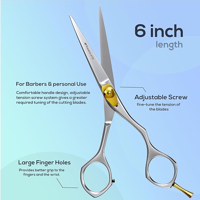 Suvorna 6" Hair Cutting Scissors for Professionals, Barbers & Hairdressers ??Sharp Hair Shears for Cutting, Trimming, Grooming ??Hair Scissors Professional for Men, Women, Adults
