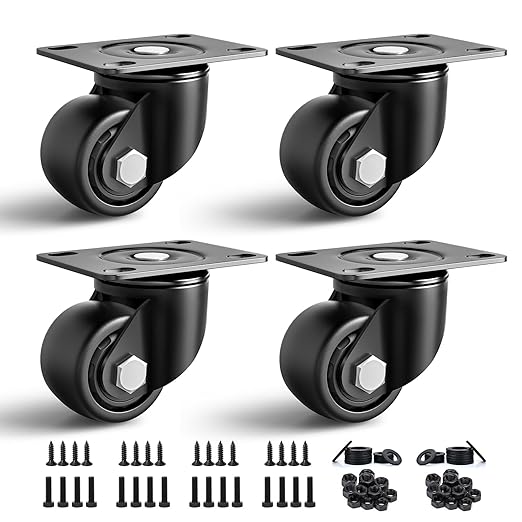 ANDUTEES 3 Inch Caster Wheels Set of 4, Heavy Duty Casters Load 4400lbs, Low Gravity Centere Industrial Swivel Casters, Plat Caster for Furniture and Workbench
