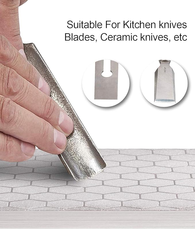 S SATC Diamond Sharpening Stone 2 Side Grit 400/1000 Diamond Plate Honing Stone 8-inch Hone Sharpener White