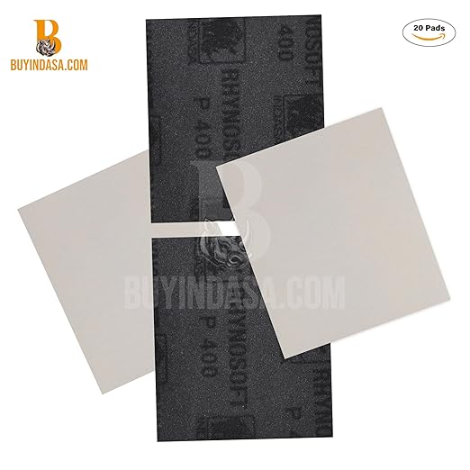 Indasa Rhynosoft Foam Sanding Pads - 4.5" x 5.5",Hook and Loop, 320 Grit, Plusline, Flexible, Tear-Resistant, Ideal for Automotive, Wood, & Finishing (Pack of 20 Pads)
