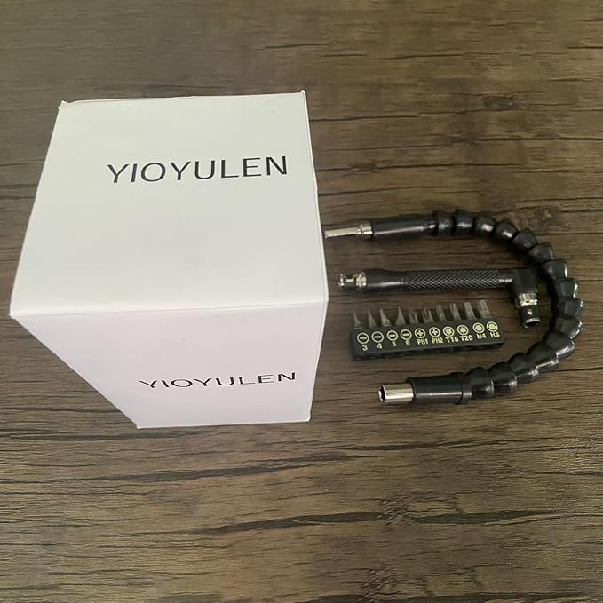 Flexible Drill Bit Extension, Bendable Drill Extension11.6inch, Manual 90째 Right Angle, 1/4 Flexible Extension for Drill, Adaptor Hex Flexible Screwdriver Extension Black (12PCS)