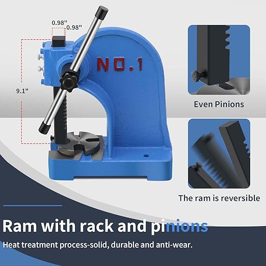 1 Ton Manual Arbor Press,5.5" Maximum Height Heavy Duty Cast Iron Desktop Punch Press Machine, for Riveting Punching Holes