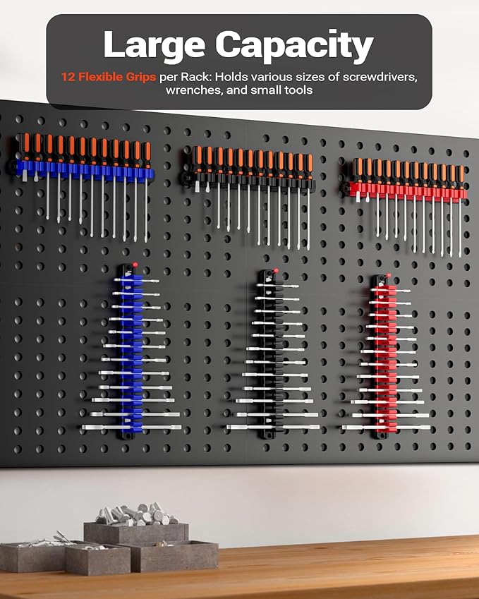 Magnetic Wrench Organizer and Screwdriver Organizer for Work shop, Garage | Tool Organization with Magnet & Space Optimization | Gift for father, brother, boyfriend (2 PCS, Black)
