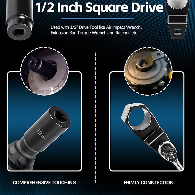 For Honda Crank Pulley Tool 19mm Harmonic Balancer Socket & 50mm Crankshaft Crank Pulley Wrench Holder Removal Holding Spanner Kit For Acura and Honda Engines, Deep Counter-Weighted Socket Tools