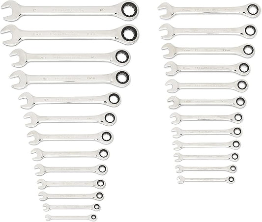 GEARWRENCH 25 Pc. Combination Ratcheting Wrench Set, SAE/MM - 86700