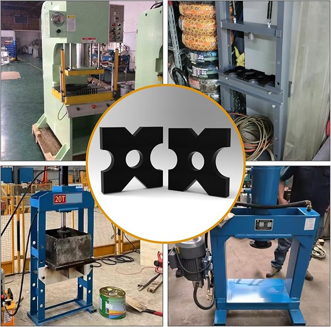 2 Pack Hydraulic Press Plates, H Frame Thickened Arbor Press Plate, 20 Ton and 32 Ton Shop Metal Press Plates with 5 Notch (7" x 7" x 1")