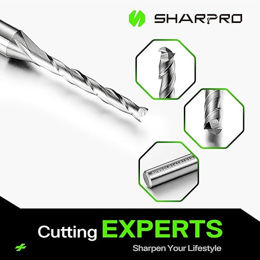 1/8 Router Bit 1/4 Shank, Spiral Upcut Router bit, 1/4 Inch CNC Router Bits, Up Cut Spiral Router Bits 1/4 Shank,Solid Carbide Router Bits 1/4, Ideal for Wood Inlay, Plunge Plastic