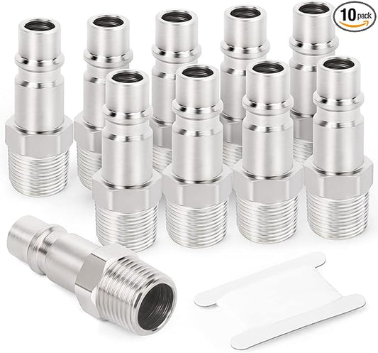 GASHER 10PCS 1/2-Inch NPT Male Industrial Air Tool Fitting, 1/2-Inch High Flow Pneumatic Plugs Max Working Pressure 300PSI