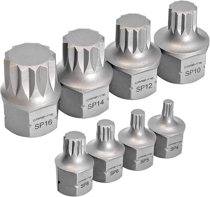 CARBYNE 8-Piece XZN Triple Square Super Short Low Profile Bit Socket Set - 12 Point | 4mm to 16mm, Dual-Drive: Internal Square Drive & External Hex Drive ??From a Family-Run Tool Company in the U.S.