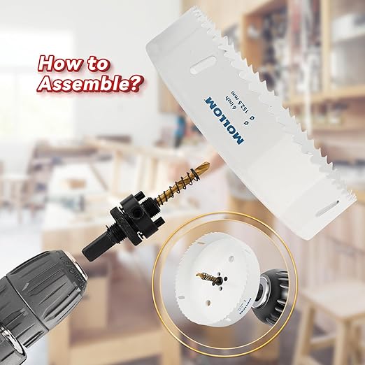 Mollom (89mm | 3-1/2") HSS M42 with 8% Cobalt BI-Metal Hole Saw with 2 Pilot Drill Bits & Arbor Smooth Cutting for PVC,Drywall,Wood,Plastic,Gypsum Board,Rubber