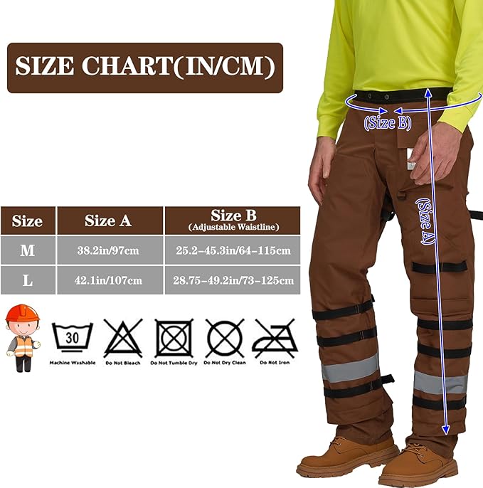 AYKRM Chainsaw Chaps 8-layer Protective Apron Wrap Adjustable orange Chainsaw Pants/Chap for Loggers Forest Workers