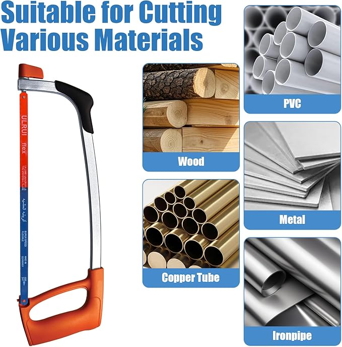 12 PCS Hacksaw Blades Replacement Sets, 12.4'' High Speed 24 T Hack Saw Blades, Bi-Metal Hss Cutting Blades, Suitable for DIY Enthusiast, Woodworking, Plastic Cutting and Soft - Metal Cutting