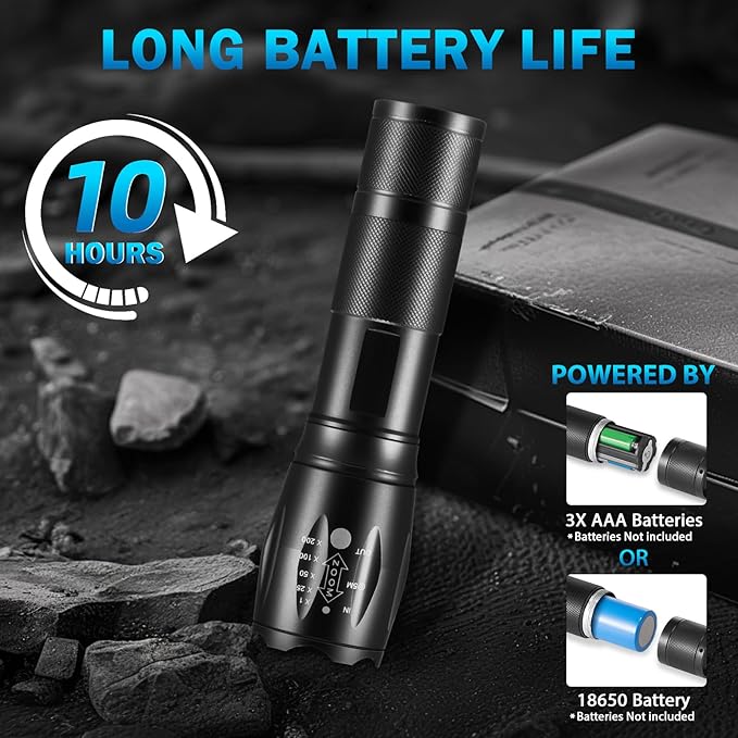 12Pack LED Flashlights High Lumens, 5Mode Tactical Flashlight for Home, Small Flashlights Powerful, Pocket Flashlight Battery Powered, Adjustable Torch Light, Mini Flash Light for Emergencies Camping