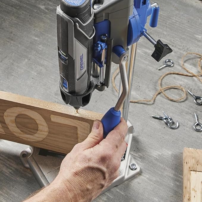 Dremel Drill Press Rotary Tool Workstation Stand with Wrench - Mini Portable Press & Tool Holder - 2 Inch Depth- Ideal for Drilling Perpendicular and Angled Holes - 220-01