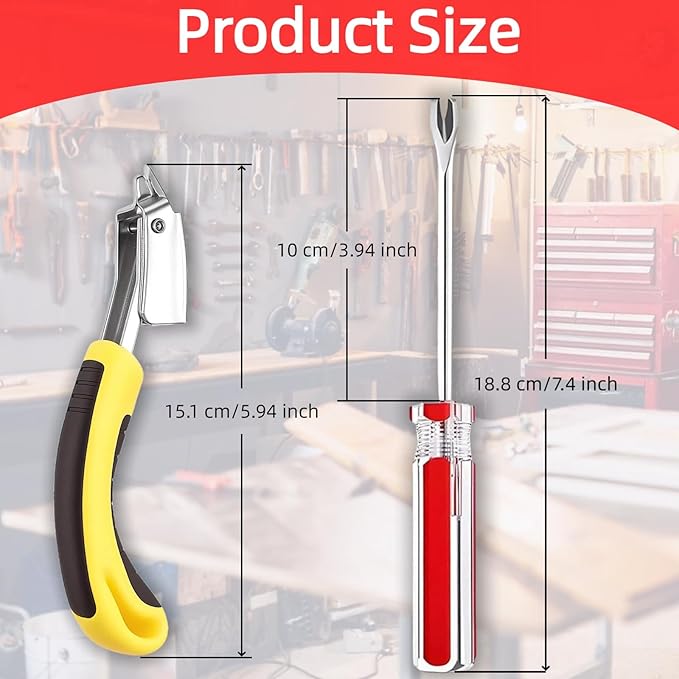 4 Pcs Staple & Nail Puller Tool Kit ??Upholstery Staple Remover, Tack Lifter, Nail Puller Pliers & Fastener Remover for Furniture, Floor, Wall, Wood, Car, Photo Frame