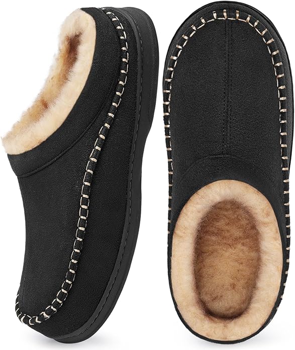 ATHMILE Mens House Shoes Fuzzy Warm Moccasin Memory Foam House Slippers for Men Cozy Winter Mens Slippers for Home Bedroom Indoor Outdoor