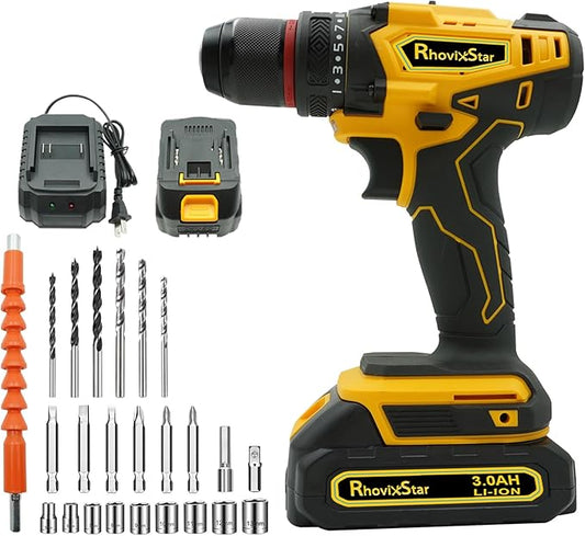 20V MAX Cordless Drill, Power Tool Combo Kit with Battery and Charger, 23pcs Drill Bits, Variable Speed, for DIY/Wood/Wall/Metal/Home Repair