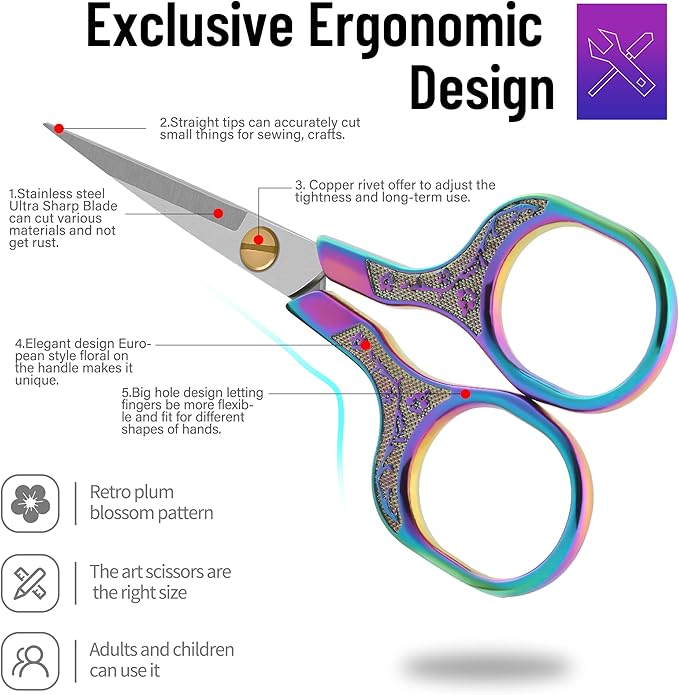 Small sharp scissors-Glexal 5 Inch Precision Scissors-2 pack,razor Sharp Blade Shears for craft embroidery sewing school office cutting…