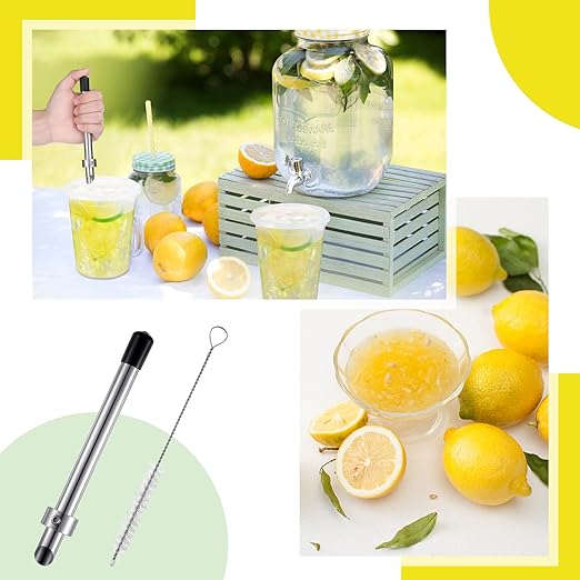 Lasnten 1 Pack Straw Puncher for Plastic Lids Lemonade Cups, Stainless Steel Straw Hole Puncher Punching Tools for Cafe Drinks Fresh Squeezed Lemonade Stand Supplies (6.3 Inch,Black)
