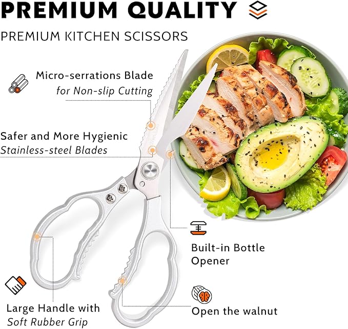 Kitchen Shears & kitchen* scissors All Purpose | kitchen gadgets-Heavy Duty Stainless Steel Meat Poultry Food Scissors, Dishwasher Safe for Home and Kitchen Essentials, Utensils, Gadgets, Accessories