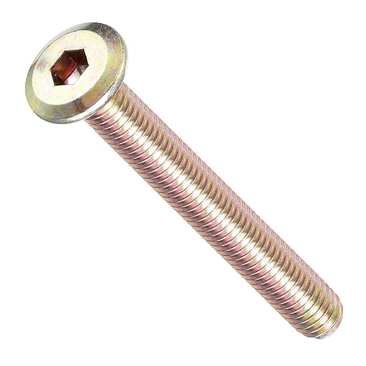 METALLIXITY Flat Head Hex Socket Cap Screws Bolts(M6-1x50) 10Pcs, Steel Hex Socket Furniture Bolts Screws - for Furniture Woodworking Project, Yellow