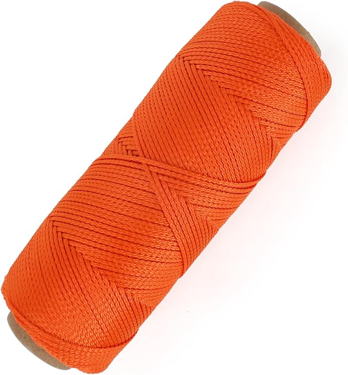 MERIANE Mason Line, 500 Ft #18 Braided Nylon String Twine, Premium String for Masonry Jobs, Construction, Gardening, Net Making and Mending, DIY Projects, Fluorescent Orange