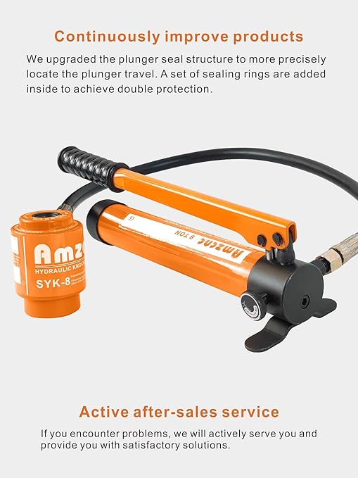 AMZCNC 8 Ton 1/2" to 2" Hydraulic Knockout Punch Driver Tool Kit Electrical Conduit Hole Cutter Set KO Tool Kit with 6 Dies Hole Complete Tool (Knockout Punches) (8T竊?/2"~2"竊?
