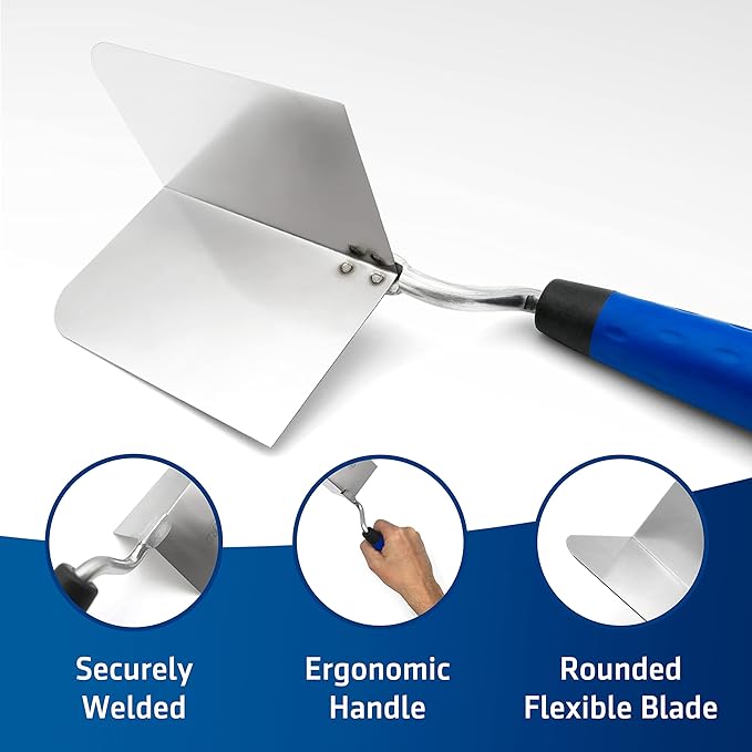 HOGARD 2 Pack Corner Tool Set | Stainless Steel Drywall Trowel with Internal and External Angle and Soft Grip Handle