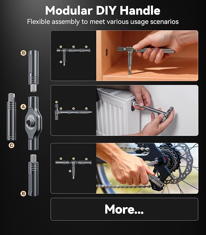 2026 Upgrade 32in1 T handle Magnetic Ratchet Screwdriver Set, [Tight Spaces Effortless] Allen Wrenches Sets, Repair Tool Kit for Computer, PC, Bicycles, Furniture, Electronics, Gifts For Men