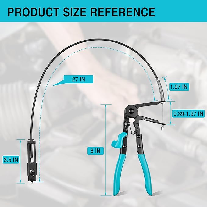 DURATECH Flexible Hose Clamp Pliers, 27" Long Reach Radiator Hose Clamp Removal Tool with Ratchet Locking Mechanisms, Spring Clamp Pliers for Automotive, Car, and Truck Repairs
