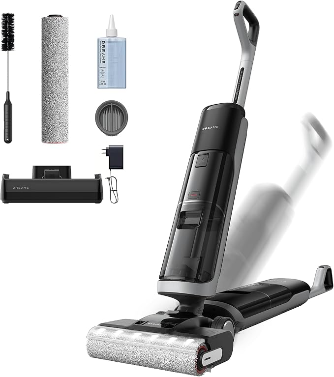 DREAME H14 Pro Wet Dry Vacuum Cleaner, 180째 Lie-Flat Vacuum Mop, 140째F Washing and Fast Hot Air Drying, Powerful 18kPa Suction Floor Cleaner Machine, Easy GlideWheel Movement, Smart App Control