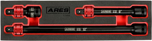 ARES 27098-3-Piece 1/2-Inch Drive Locking Impact Socket Extension Set ??Aluminum Locking Ring Collar for Quick Release of Sockets and Accessories ??3-Inch, 6-Inch, and 12-Inch Extensions