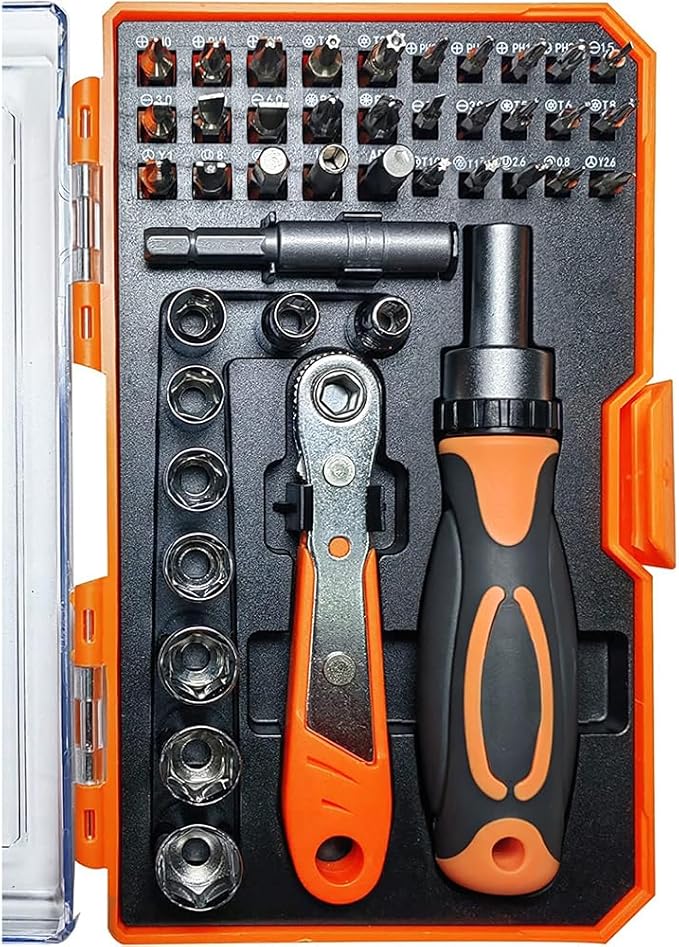 Ratcheting Screwdriver Set Screwdriver 42 in 1 Ratchet Wrench Set, With Rotatable Ratchet Handles 竊?Storage Case, Household Repair Tool Kits for Bike