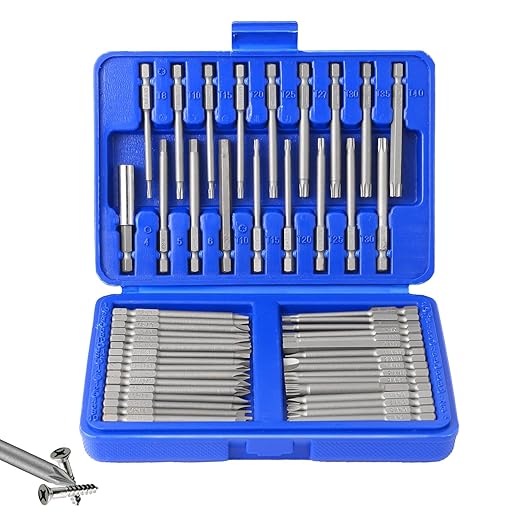 Impact Driver Bit Set 50 pcs Magnetic CRV Steel 1/4'' Hex-Shank Phillips Slotted Hex Torx Star Tamperproof Pozi Square Spanner Torque Tri-Wing Clutch Spline Bits Set with Magnetic Bit Holder