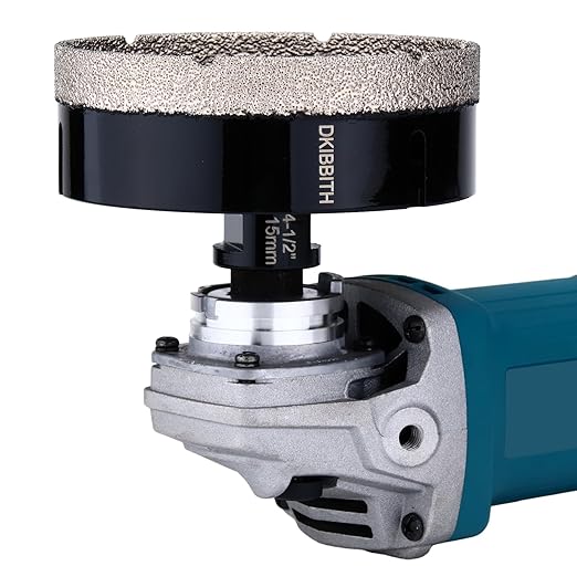 DKIBBITH 4-1/2in Dry Diamond Core Drill Bit, Tile Hole Saw for Ceramic Porcelain Granite Quartz Marble Tiles Stone Brick Glass Block with 5/8-11 Thread Fit Angle Grinders, 115mm Black