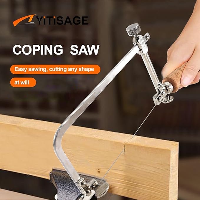 Coping Saw Steel Frame and Diameter 0.5mm Diamond Wire For Woodworking,Metal,Plastic, Wood Board Cutting Coping Saw Kit