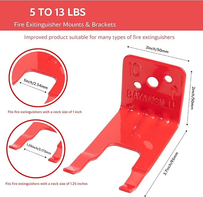 4 Pack Universal Fire Extinguisher Bracket, Fire Extinguisher Mounts & Brackets is Modified to Fit a Wide Range of Extinguishers from 5 to 13 lbs, Holder for Dry Chemical and Water Extinguishers.