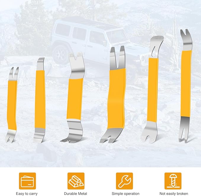 GOOACC 11PCS Trim Removal Tool Kit, Metal & Nylon Pry Tools Set for Car Door Panel, Dashboard, Audio, Clips, Fastener Remover w/Storage Box ??Yellow