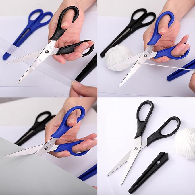 6.5in Multipurpose Scissors, Stainless Steel Sharp Shears for Office Home School Students Household General Use Craft Supplies - 2 Pack