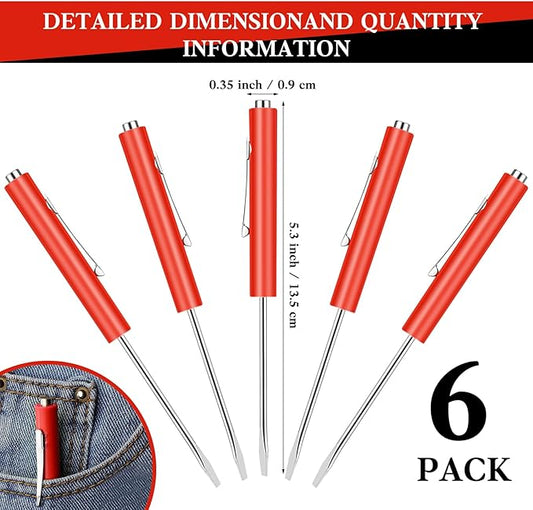 6 Pieces Pocket Screwdriver Mini Tops And magnetic pocket screwdriver with A Single Blade Head for Mechanical, Electrician (Red)