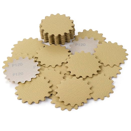 MAXMAN 50 PCS Hook and Loop Sanding Discs, 3-Inch Flex Edge Wavy Sander Pads Alumina Orbital Sandpaper 120 Grit - Perfect for Sanders Hand Drill, Bowl Sanders & Woodworking Wood Auto, No Hole