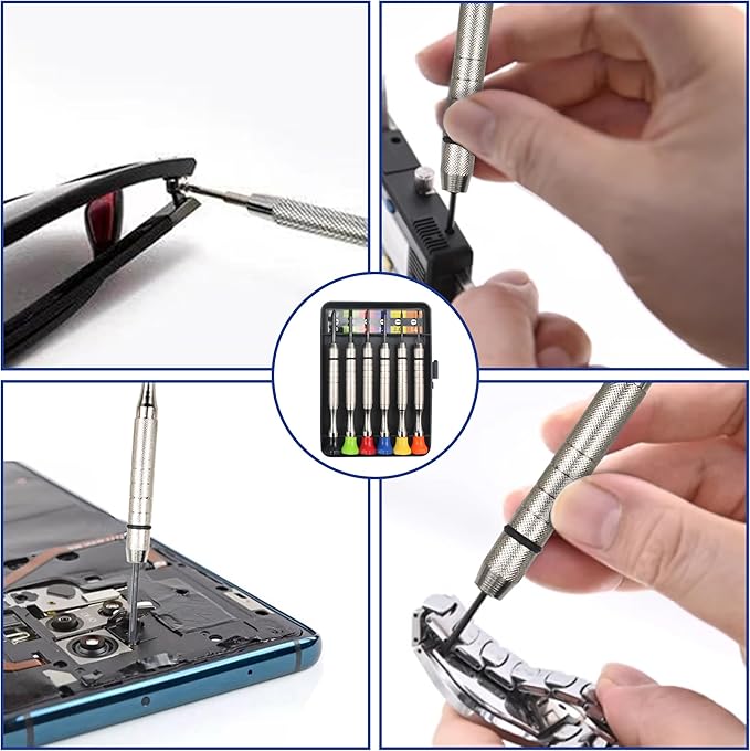 6Pcs Small Screwdriver Set -3pcs Flathead and 3pcs Phillips Micro Head Mini Screwdriver Set Precision CRV Eyeglasses Watches Electronics Computer Repair Kit Cool Gadgets Tool Gifts for Men