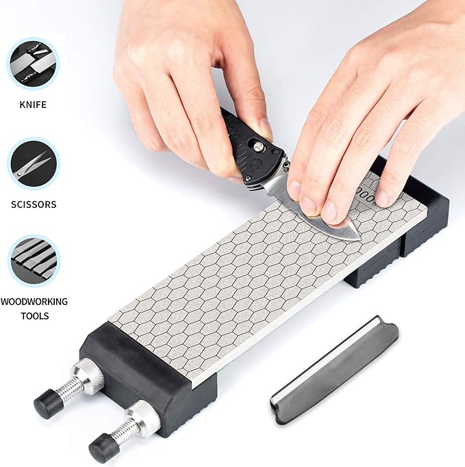 DMD Diamond Sharpening Stone Holder Set with Simple Adjustment Screws Holds the Stone Securely with Diomand Knife Sharpener Stones 訝?Durable Quality and Exquisite Design Blue