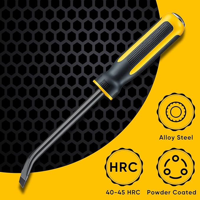 STEELITE Pry Bar Set, 8",12",18",24", Heavy Duty Pry Bar 4-Piece Mechanic Hand Tools with Thicker Strike Cap Ergonomic Handle