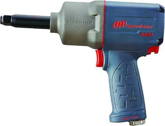 Ingersoll Rand 2235QTIMAX-2 1/2" Air Impact Wrench, 2" Ext Anvil, Quiet, 1300 ft-lb Torque, Titanium Hammercase, Friction Ring Retainer, Pistol