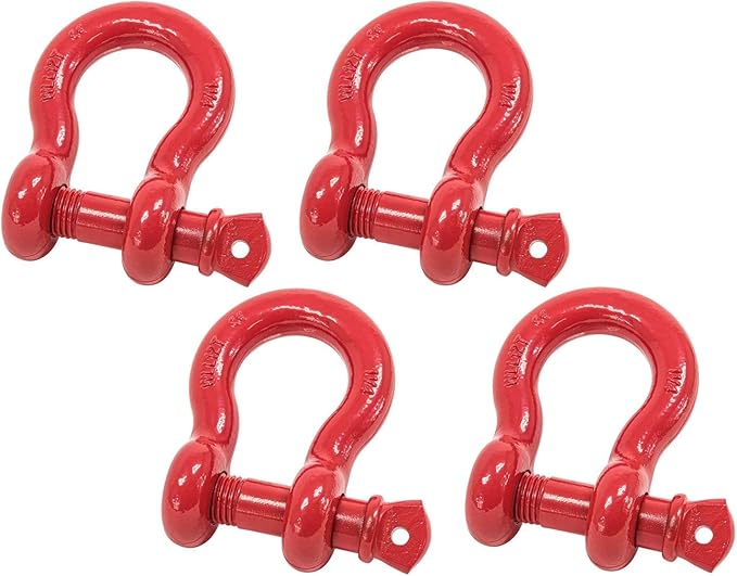 Mytee Products 1-1/4" Anchor Shackle Forged Carbon Steel w/Alloy Screw Pin WLL # 12.0 Tons (24,000 lbs) Double Rust Protection Heavy Duty D Ring Shackle for Towing, Rigging & Vehicle Recovery (4 Pack)